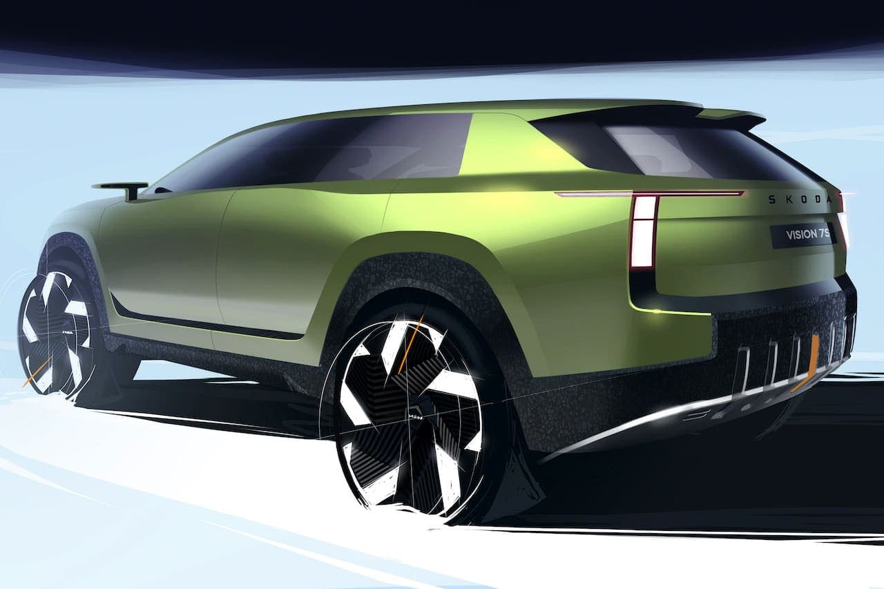 Cover Image for Skoda zeigt erste Exterieurskizzen des SUV Vision 7S