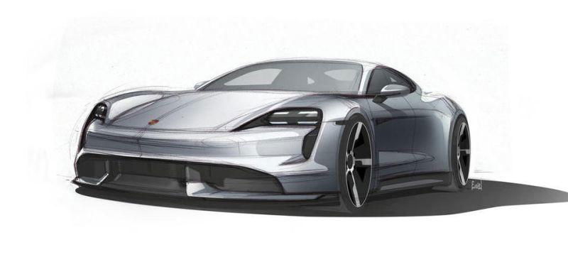 Porsche Taycan Designskizze Front