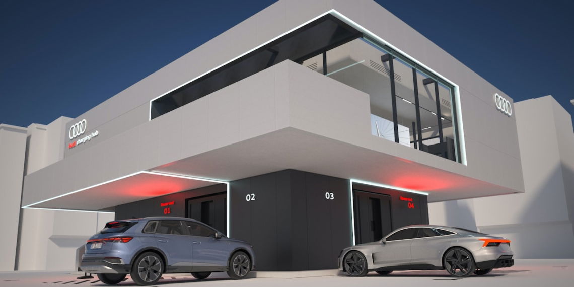 Audi und die Nürnberger Messe starten Bauarbeiten für weltweit ersten „Audi charging hub“