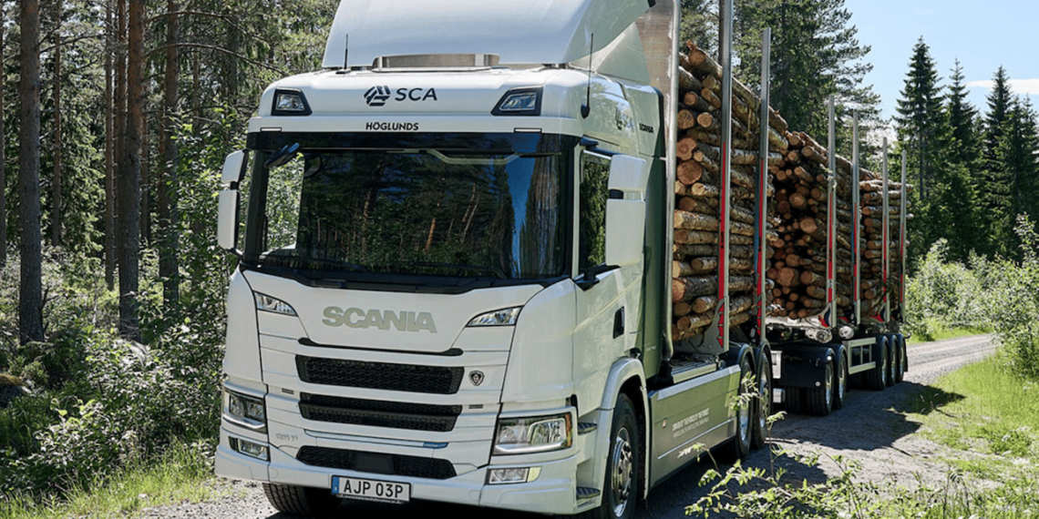 Scania-SCA-Elektro-Lkw-Holztransport