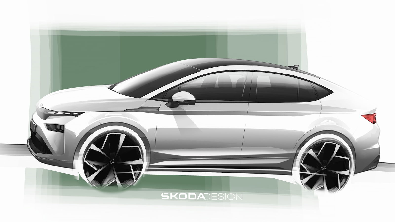 Erste Skizzen: Škoda teasert Enyaq-Facelift an