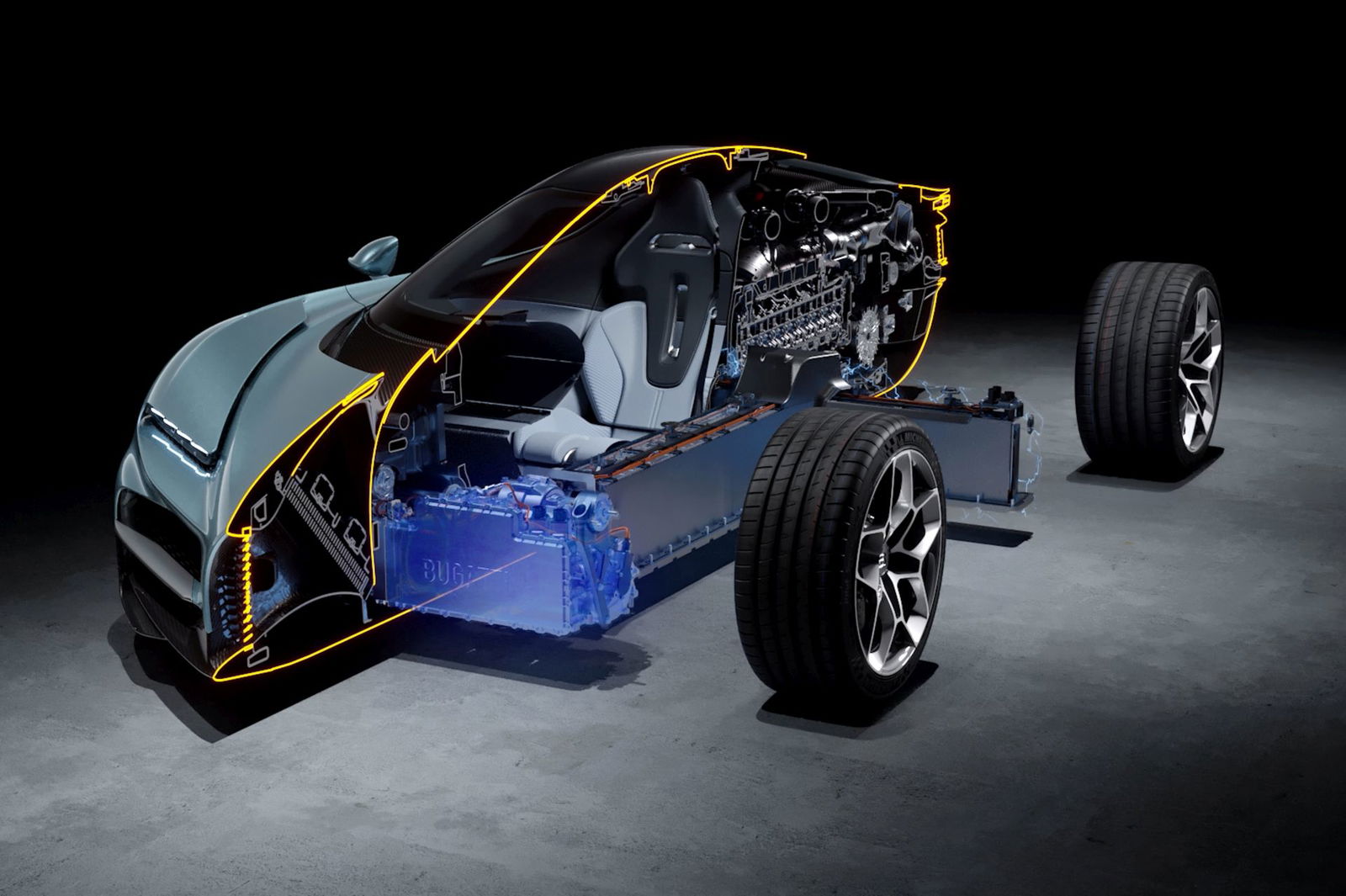 Hybrid-Sportwagen Bugatti Tourbillon von Rimac Technology ausgestattet